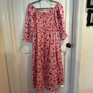 Victoria Dunn smocked too long sleeve dress